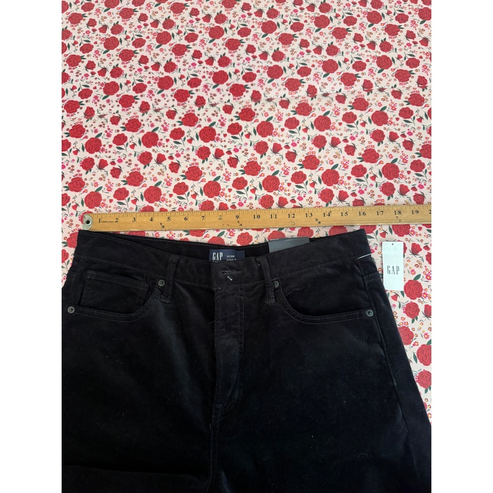 Gap High Rise Wide Leg velvet Pants Black Size 12/31R New With Tags e3 - Picture 6 of 8